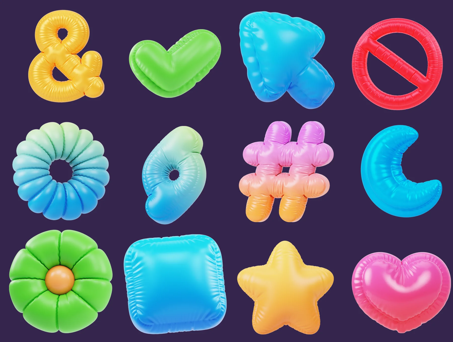 Inflate Shapes 3D Icon Pack 4
