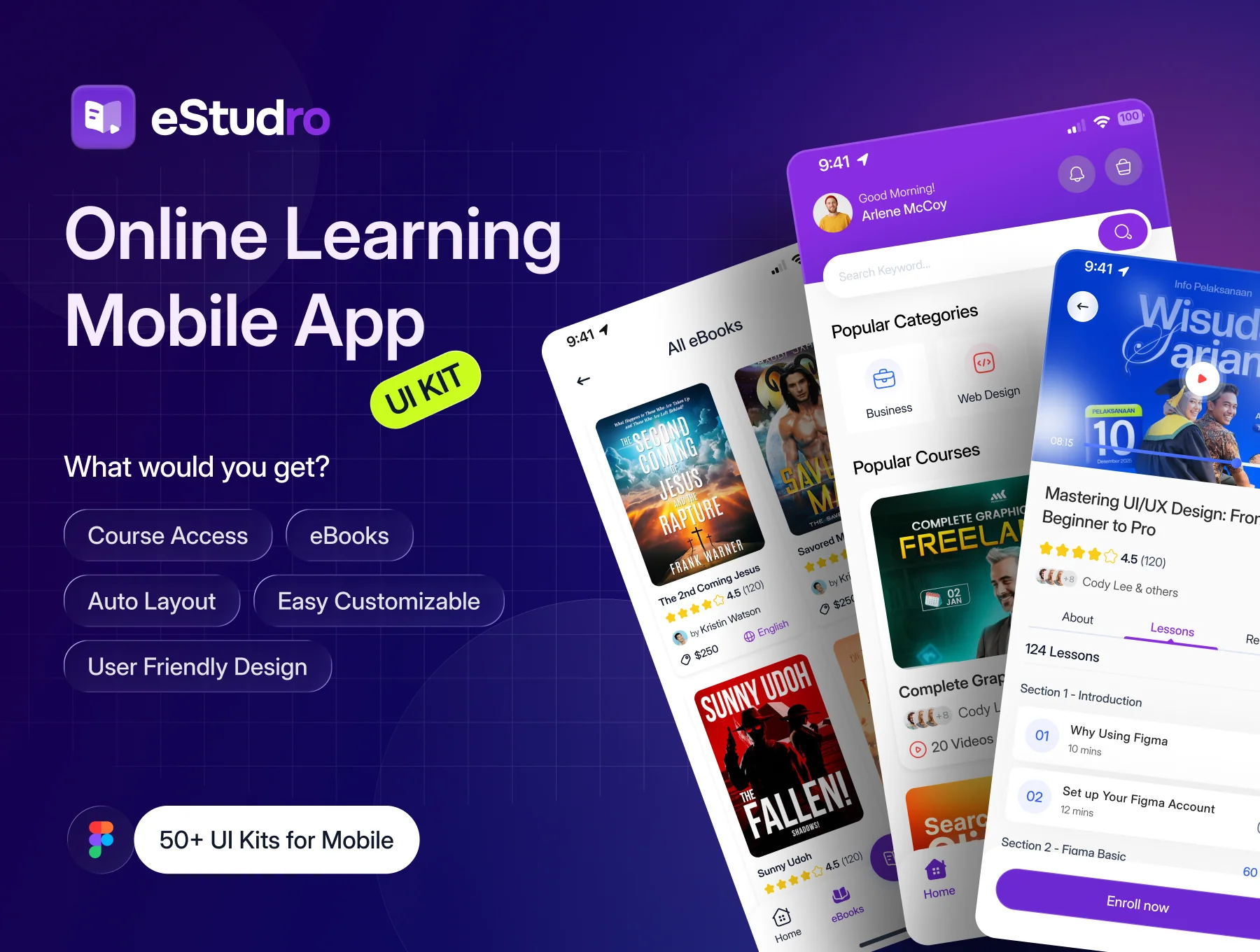 eStudro - Online eLearning Mobile App UI Kit