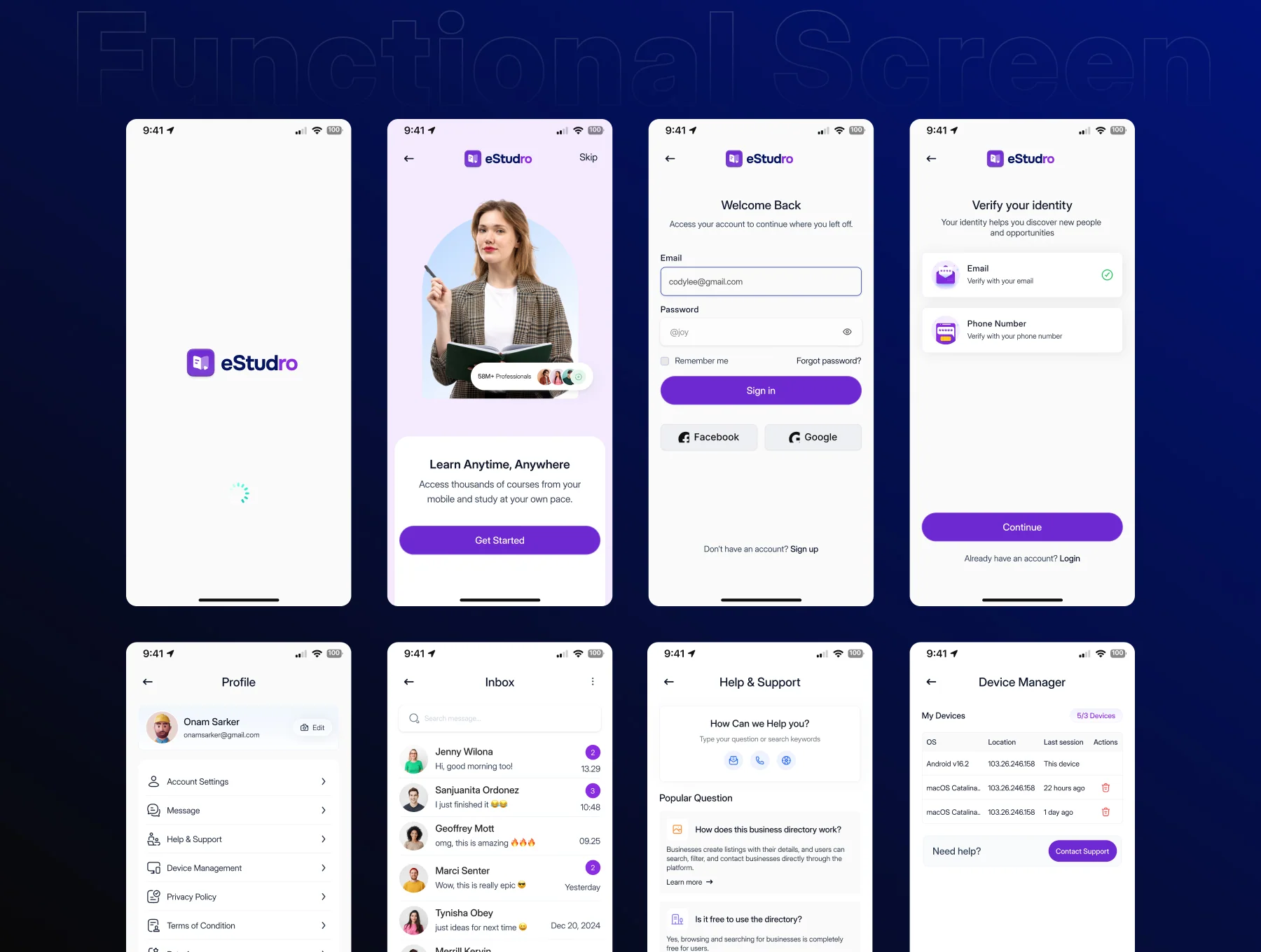 eStudro - Online eLearning Mobile App UI Kit 4