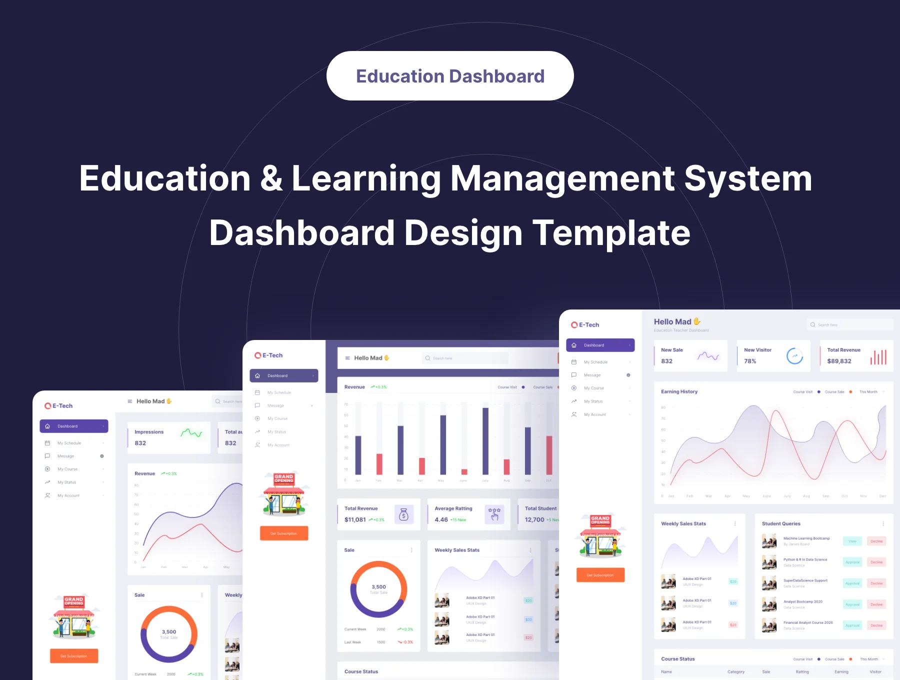 Etech - Teacher Dashboard design Template 2