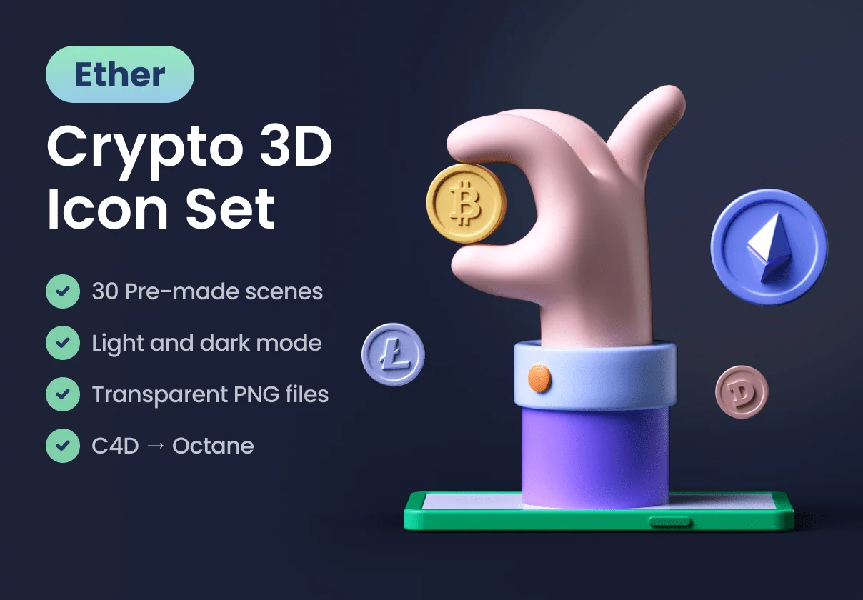 Ether - Crypto 3D Icon Set