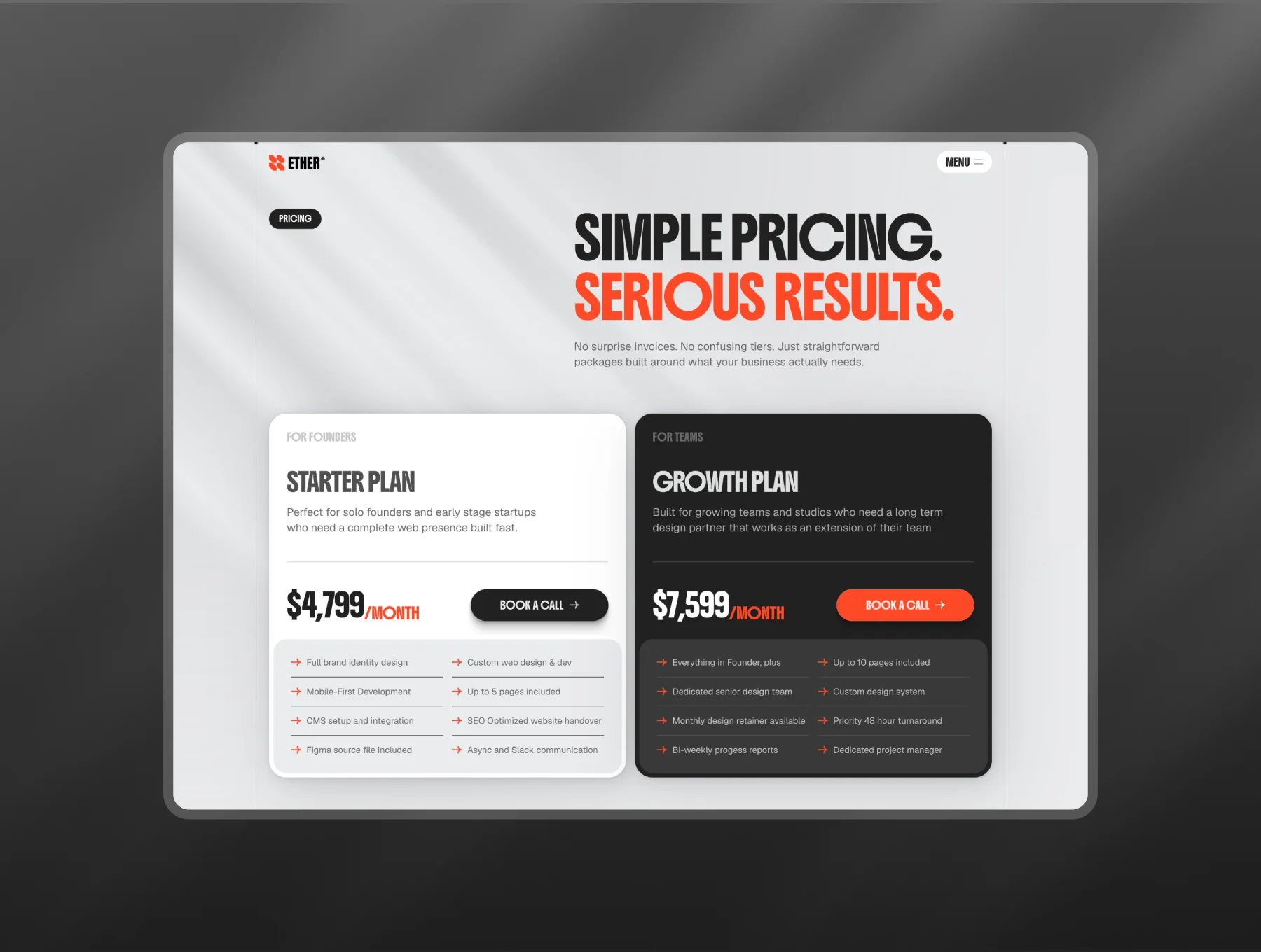 Ether® Studio – A Premium Framer Template 6