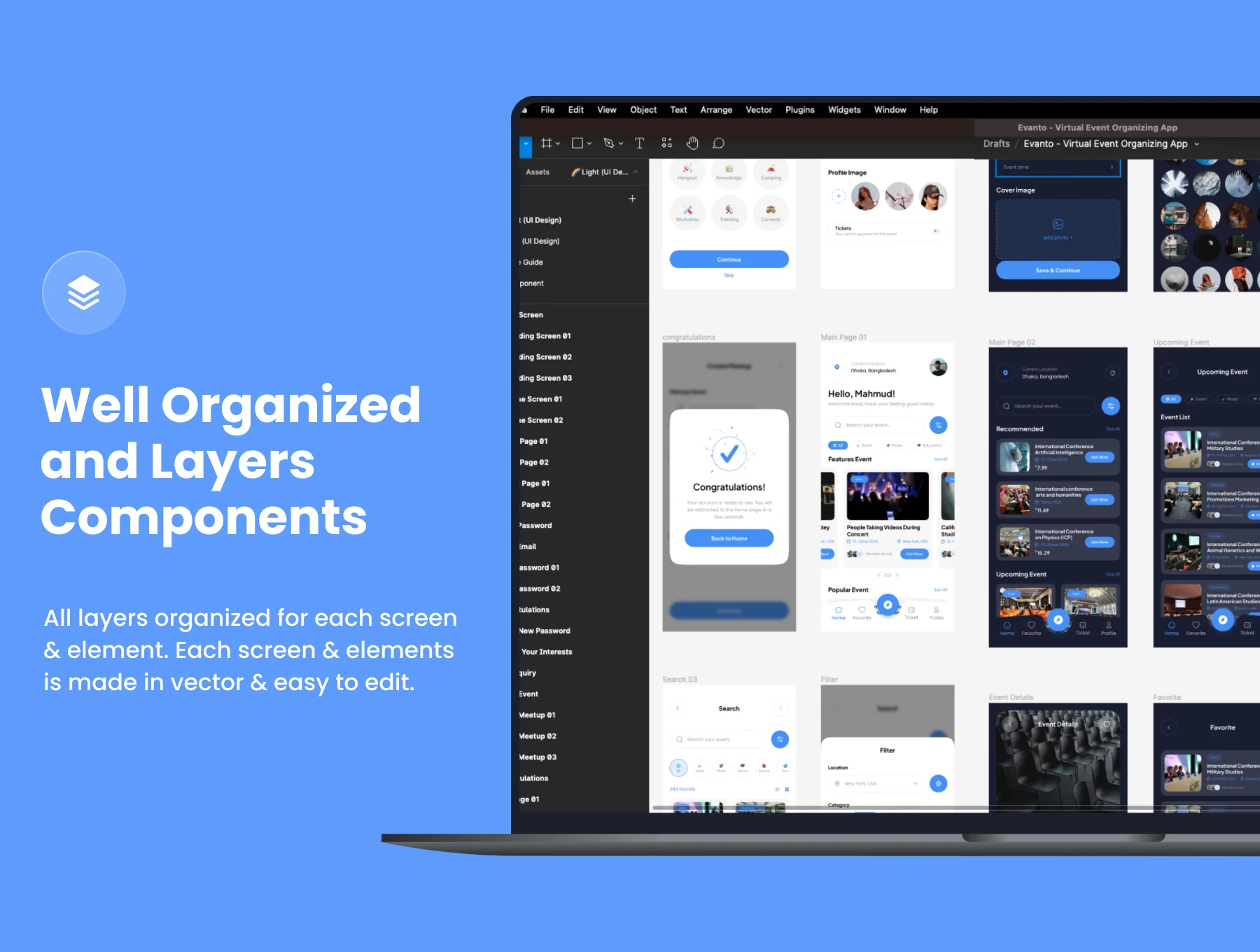 Evanto - Virtual Event Organizing App UI Kit 5