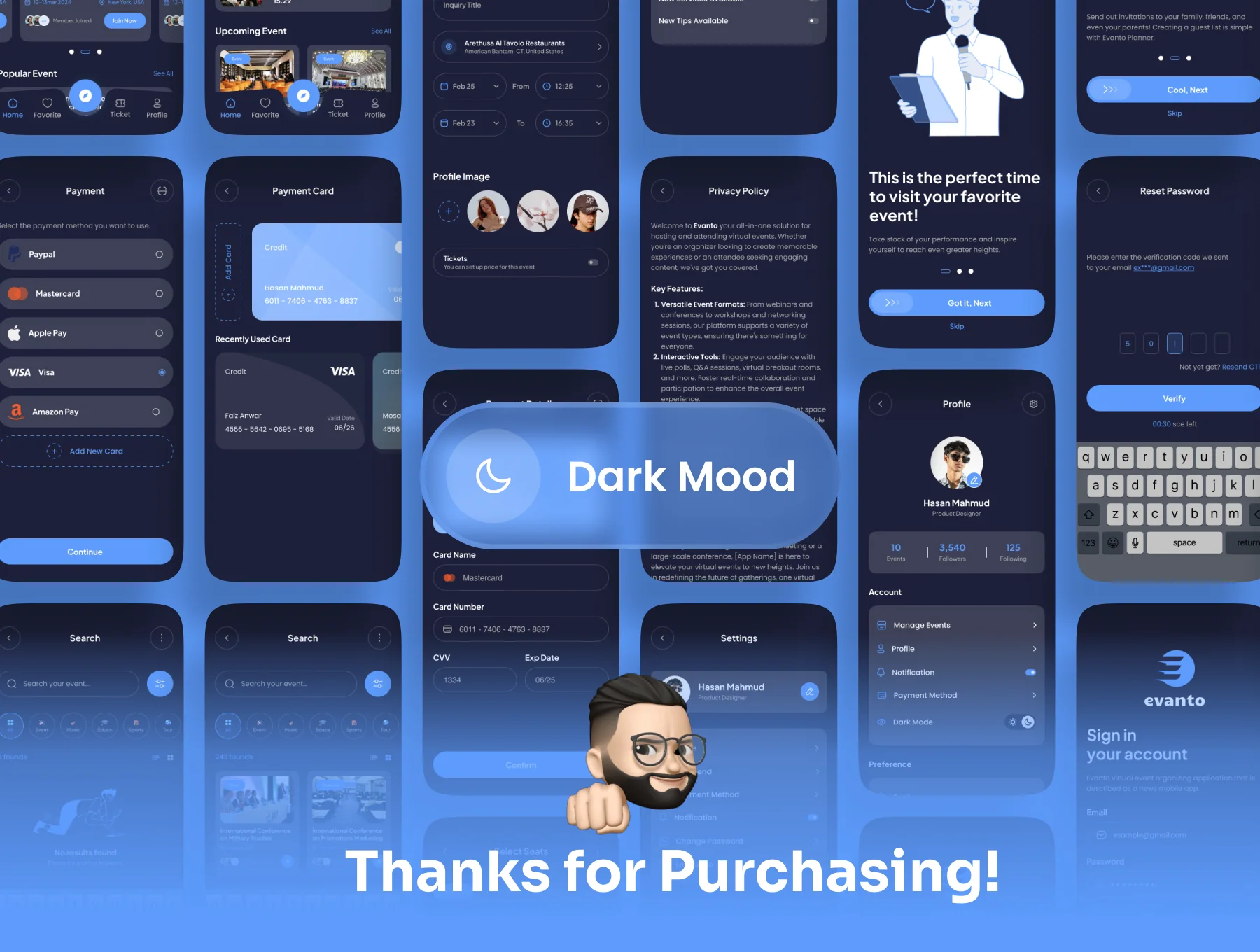 Evanto - Virtual Event Organizing App UI Kit 8