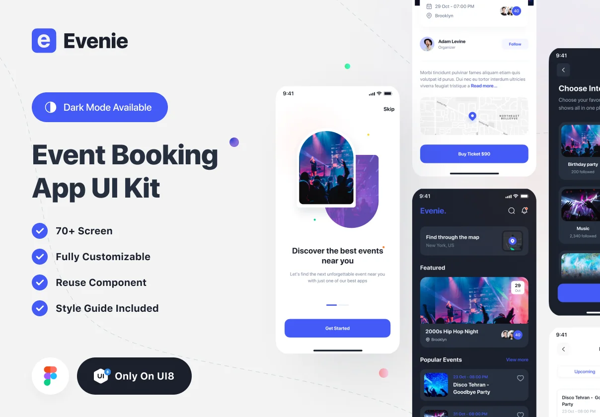 Evenie - Event Booking App UI Kit