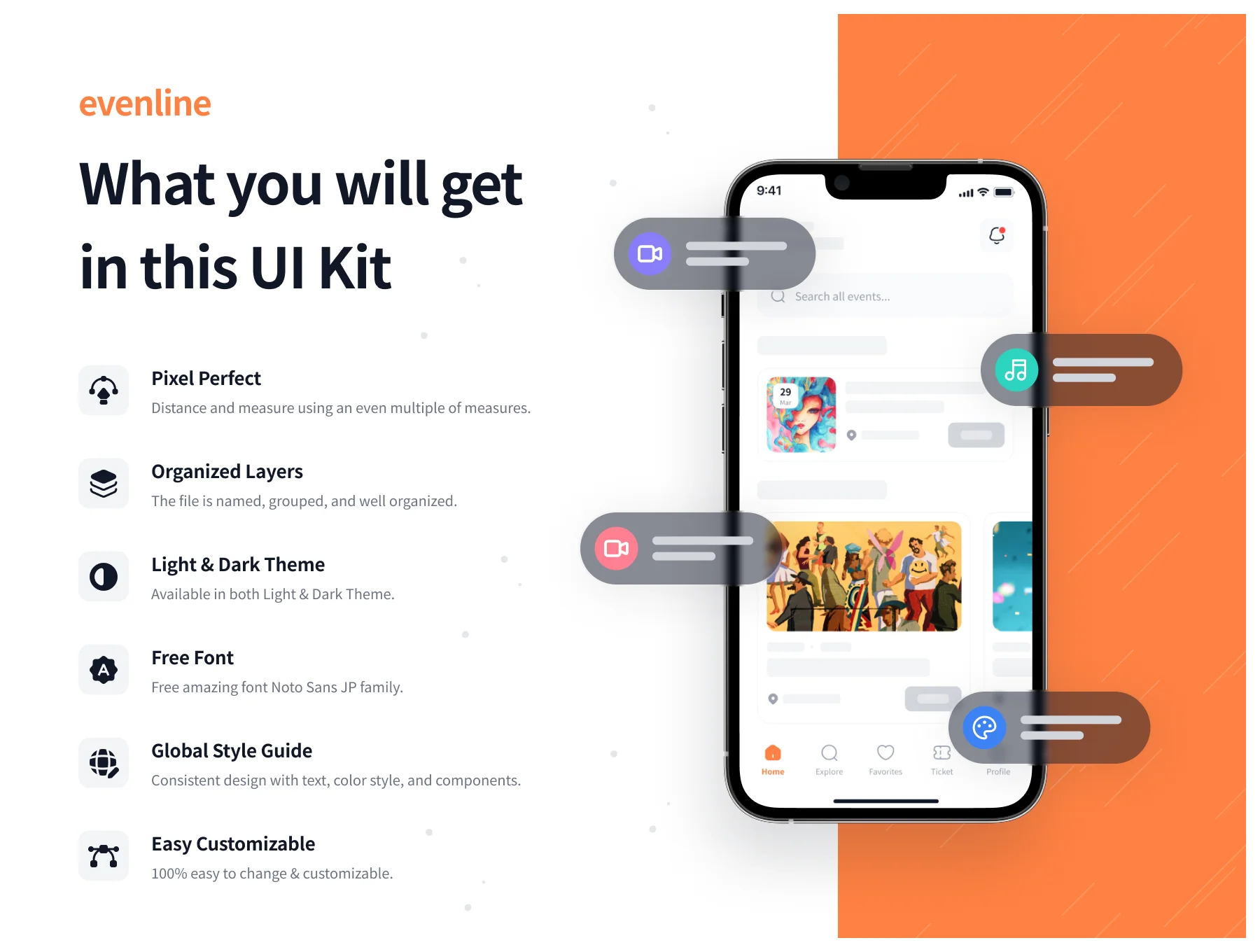 Evenline - Event Booking App UI Kit 3