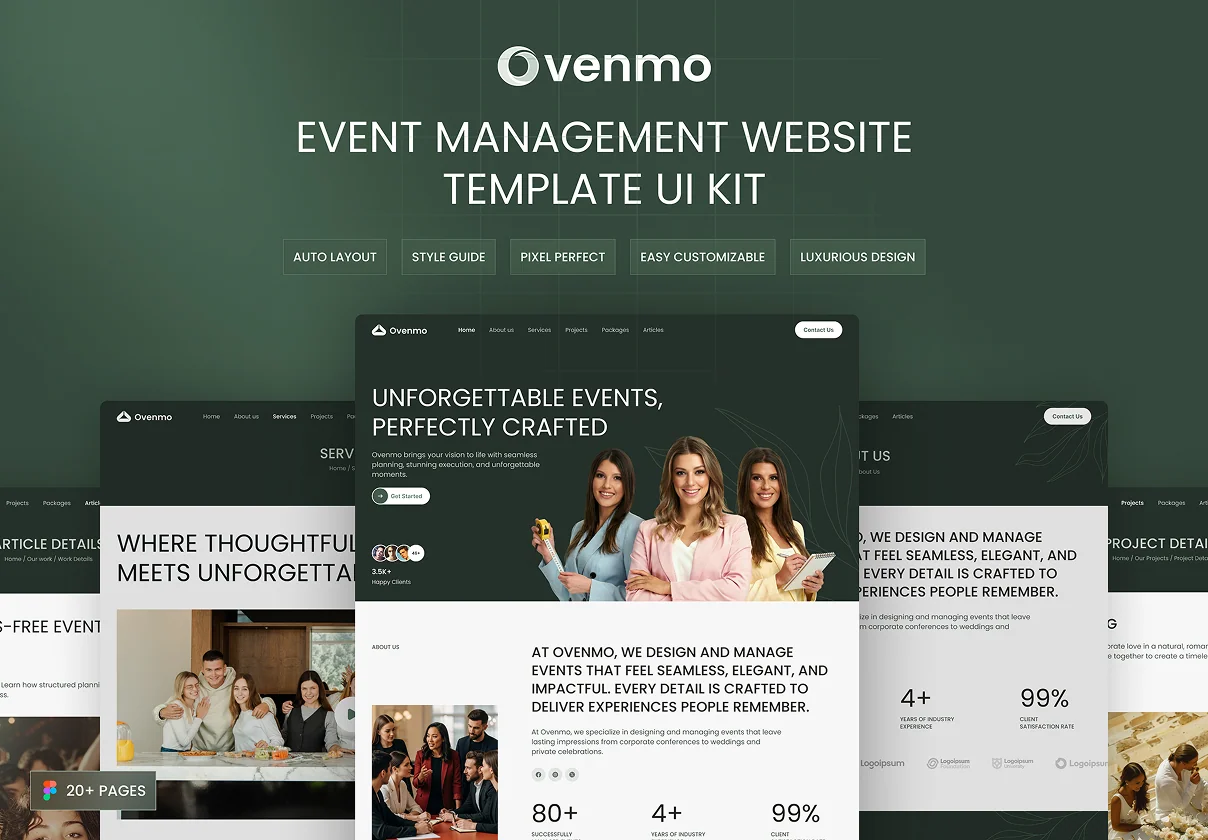 Event management website template ui kit