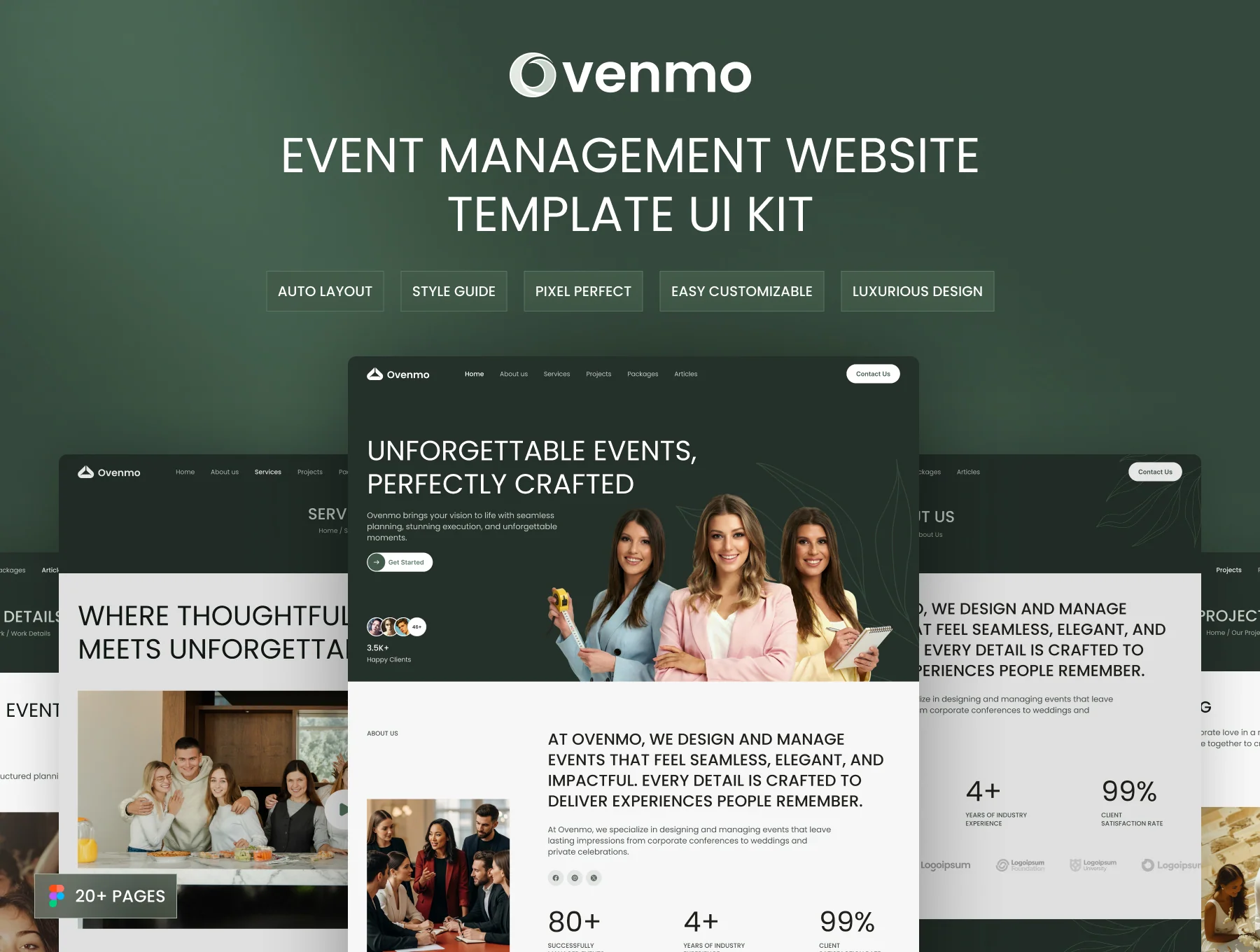 Event management website template ui kit