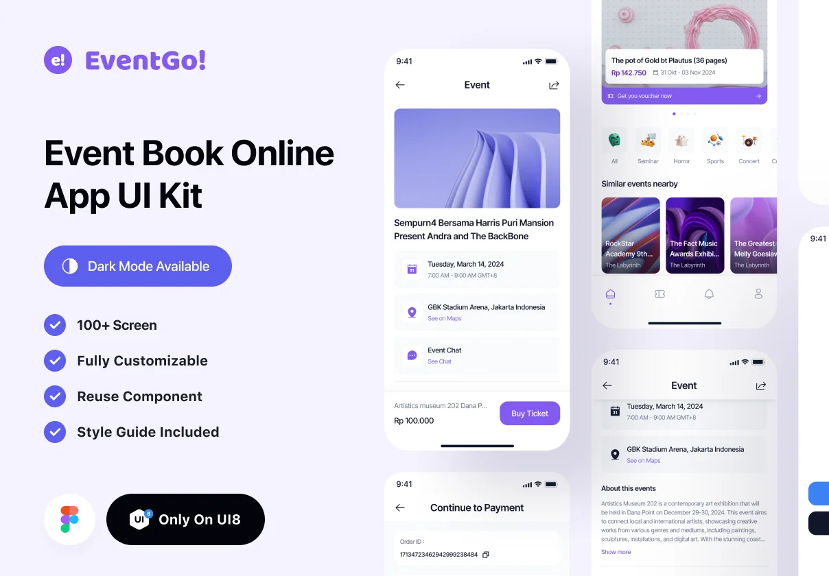 EventGo! - Event Booking Mobile App UI Kit