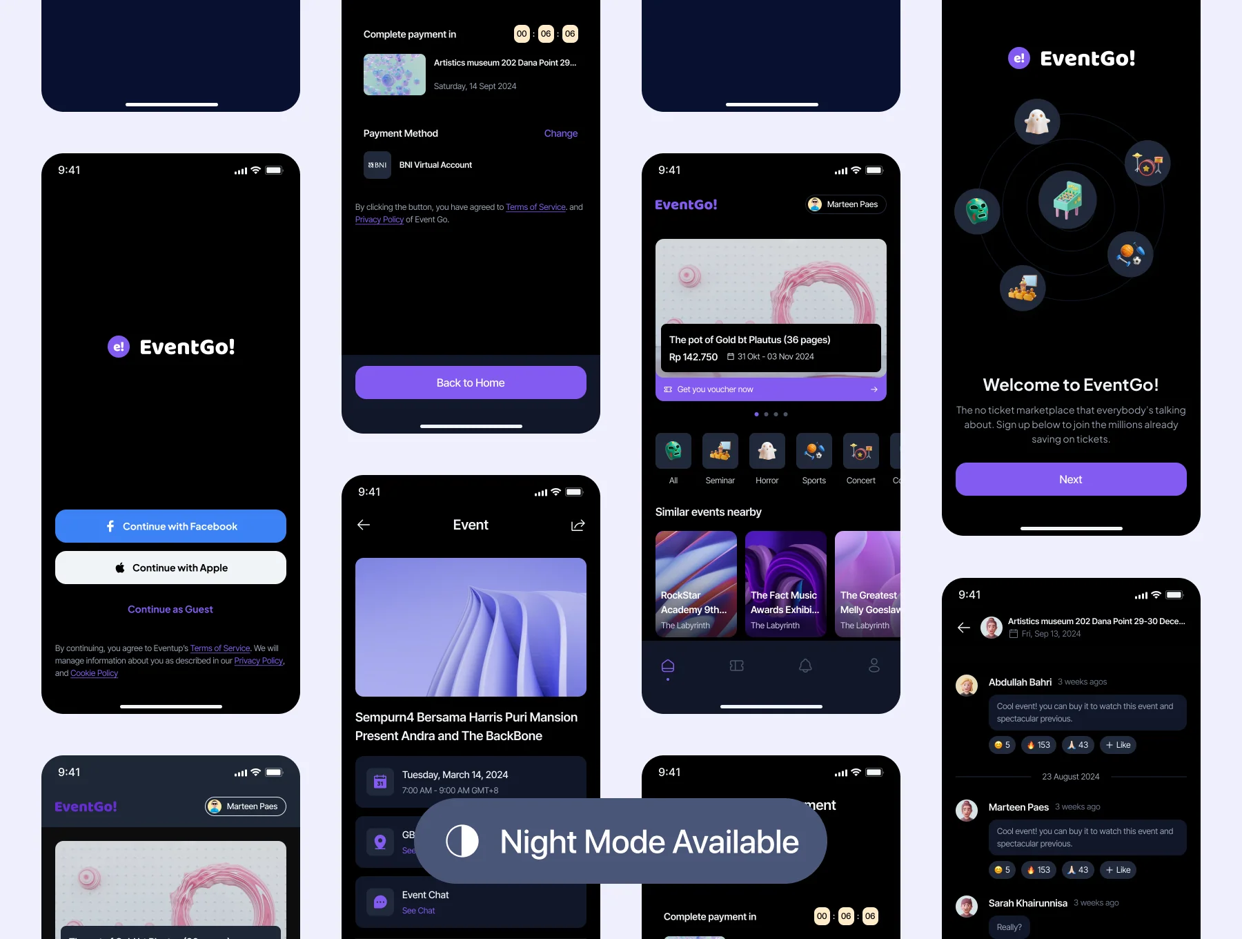 EventGo! - Event Booking Mobile App UI Kit 4