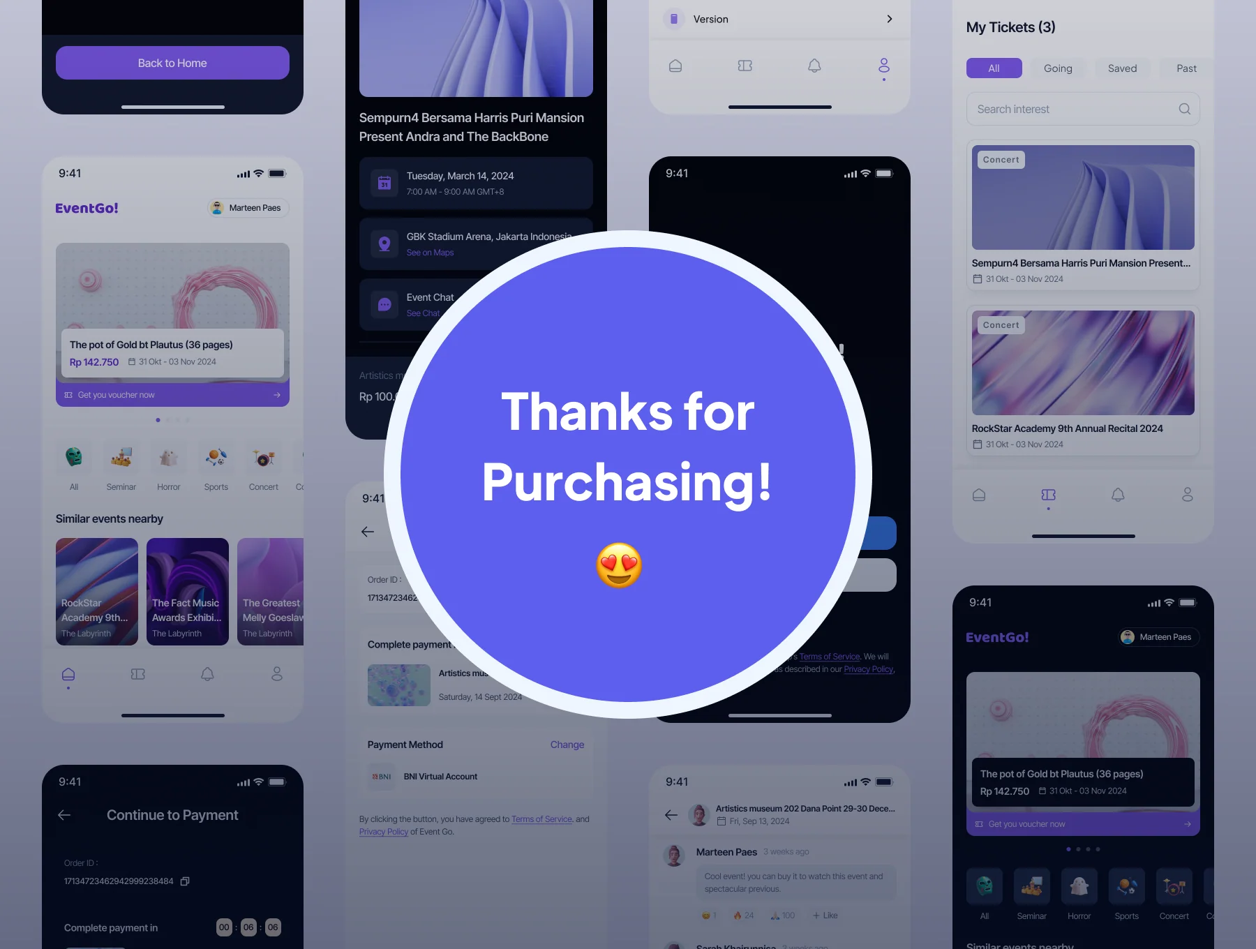 EventGo! - Event Booking Mobile App UI Kit 6