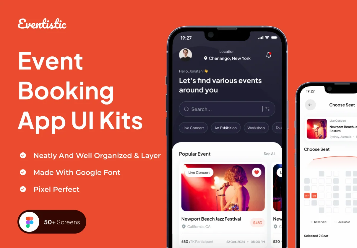 Eventistic - Event Booking App UI Kits