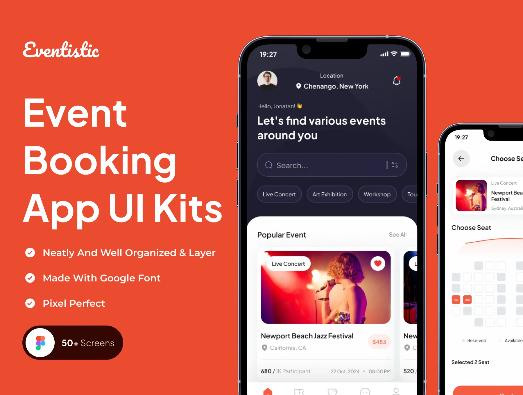 Eventistic - Event Booking App UI Kits