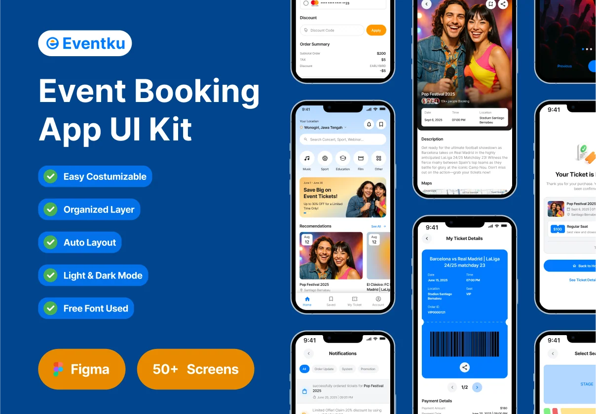 Eventku - Event Booking App UI Kit