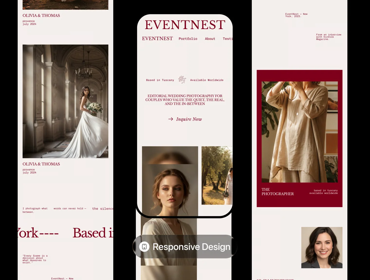 EventNest — Editorial Wedding Photographer Portfolio Template 3