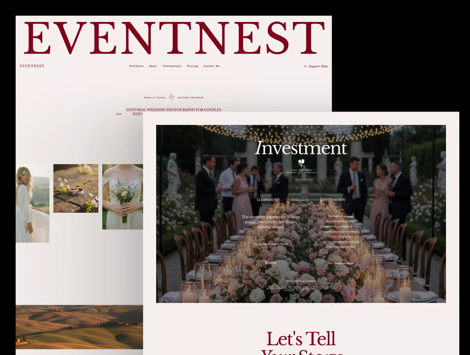 EventNest — Editorial Wedding Photographer Portfolio Template 5