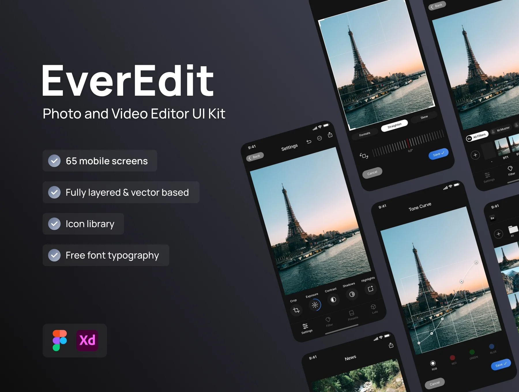 Photo & Video Editor App UI Kit – EverEdit