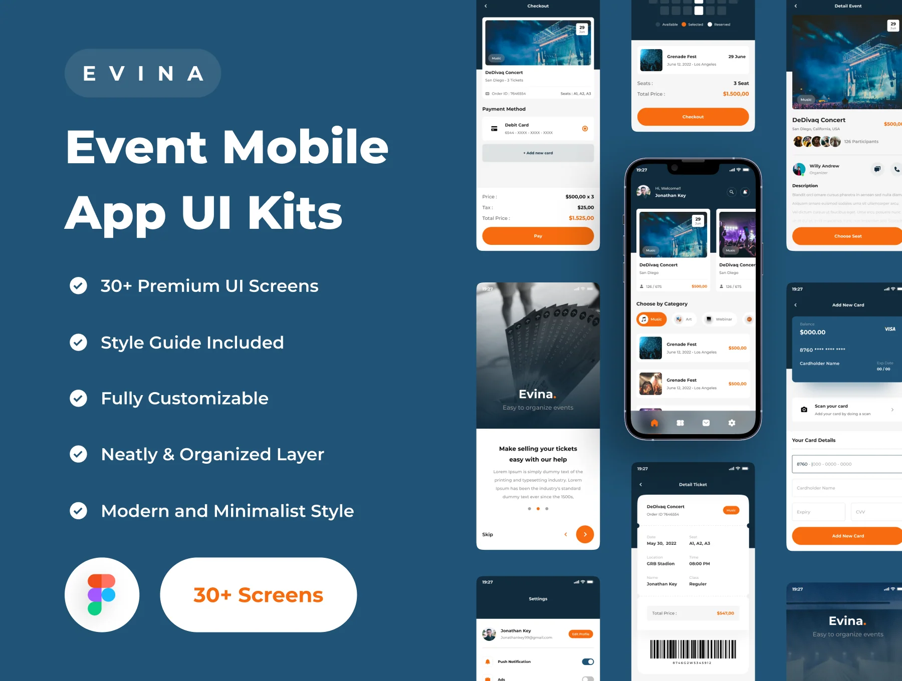 Evina - Event Mobile App UI Kits