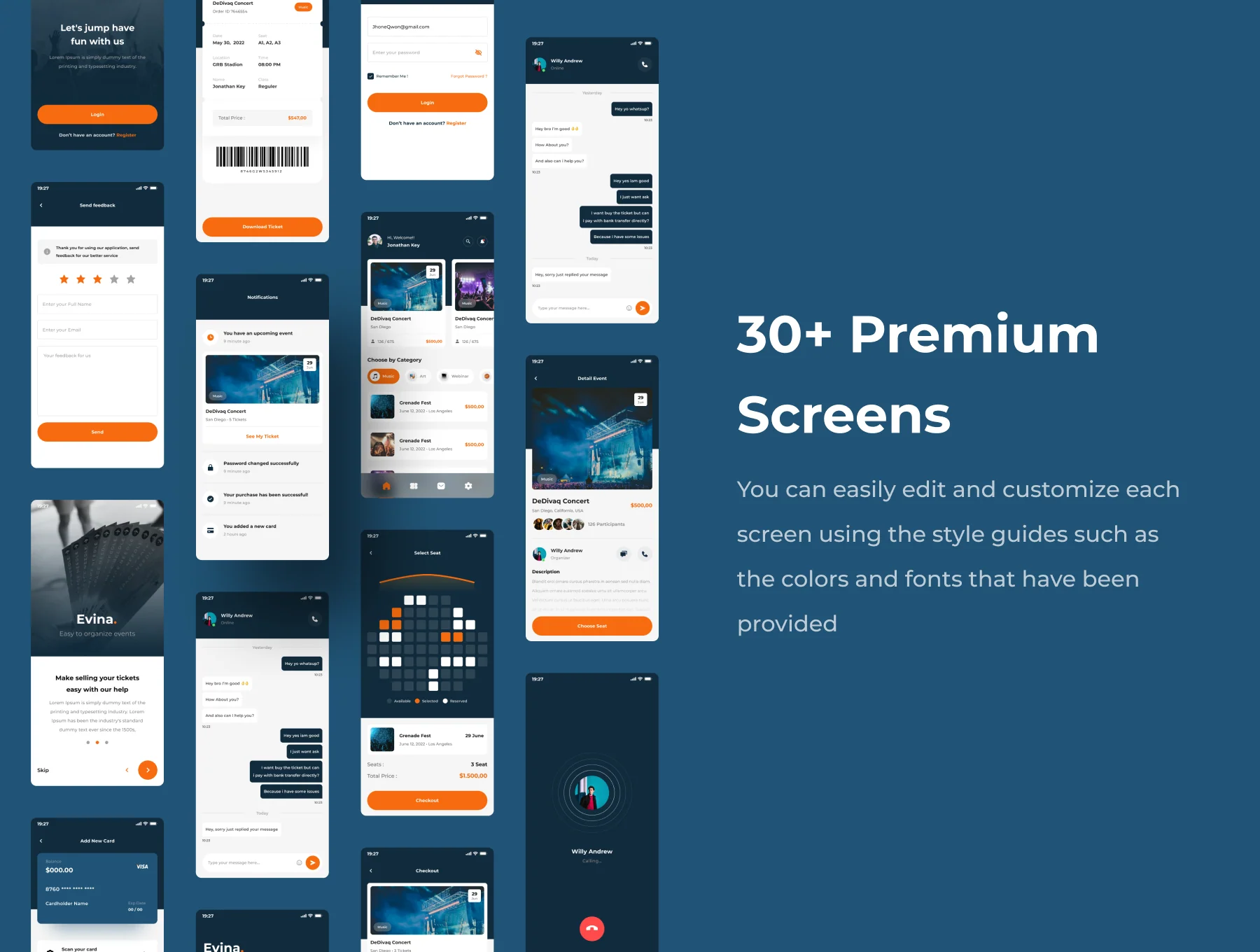 Evina - Event Mobile App UI Kits 3
