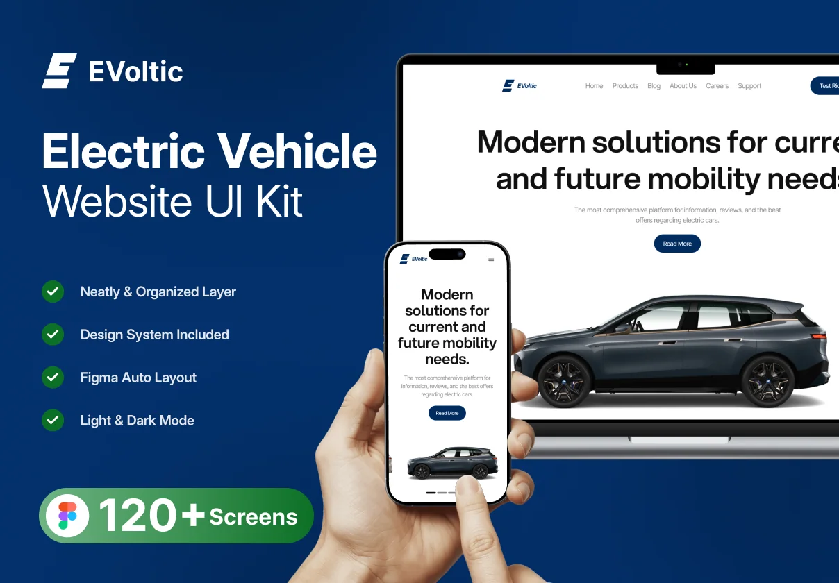 EVoltic - Electric Vehicle Website UI Kit