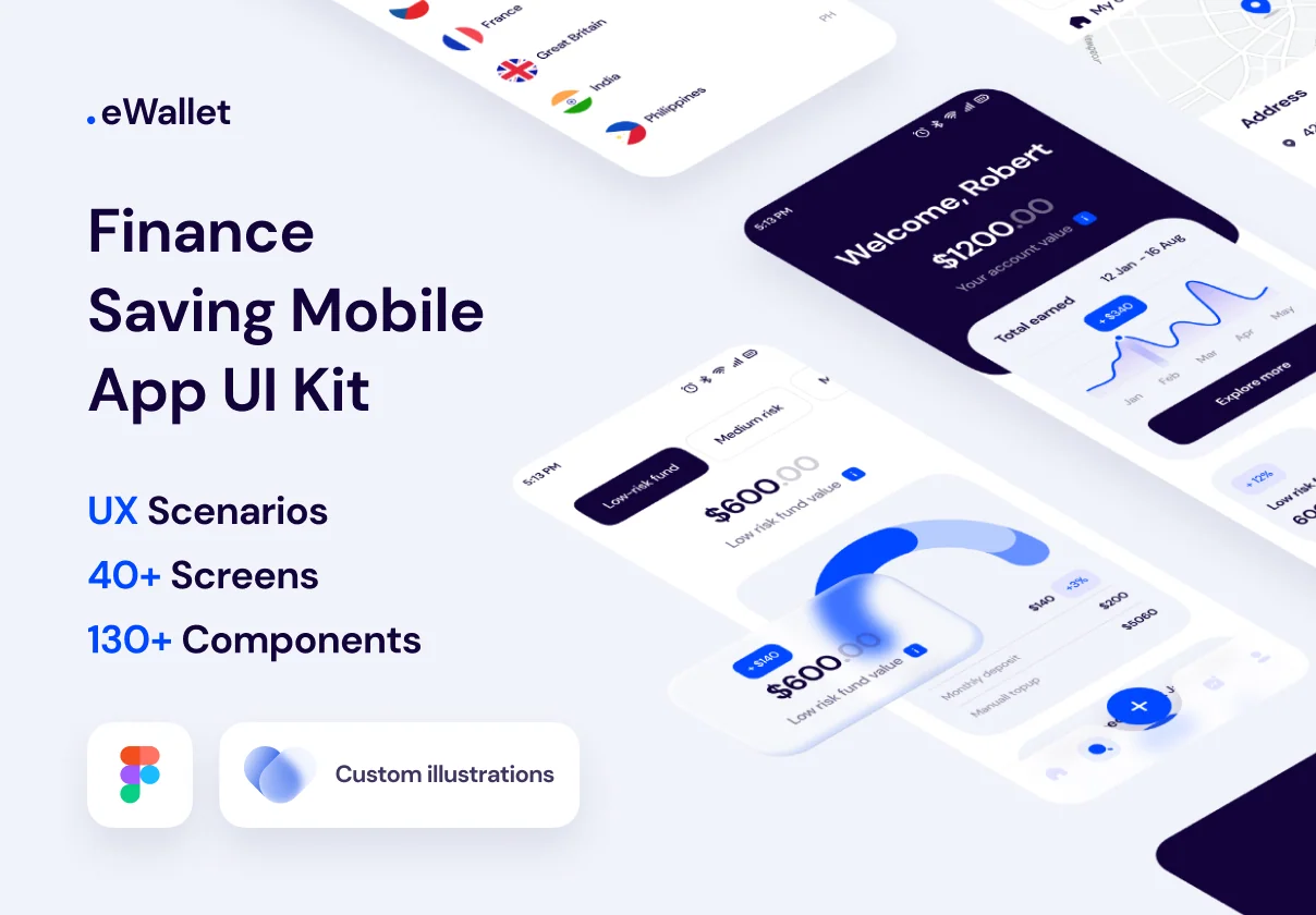 eWallet: Finance Saving Mobile App UI Kit