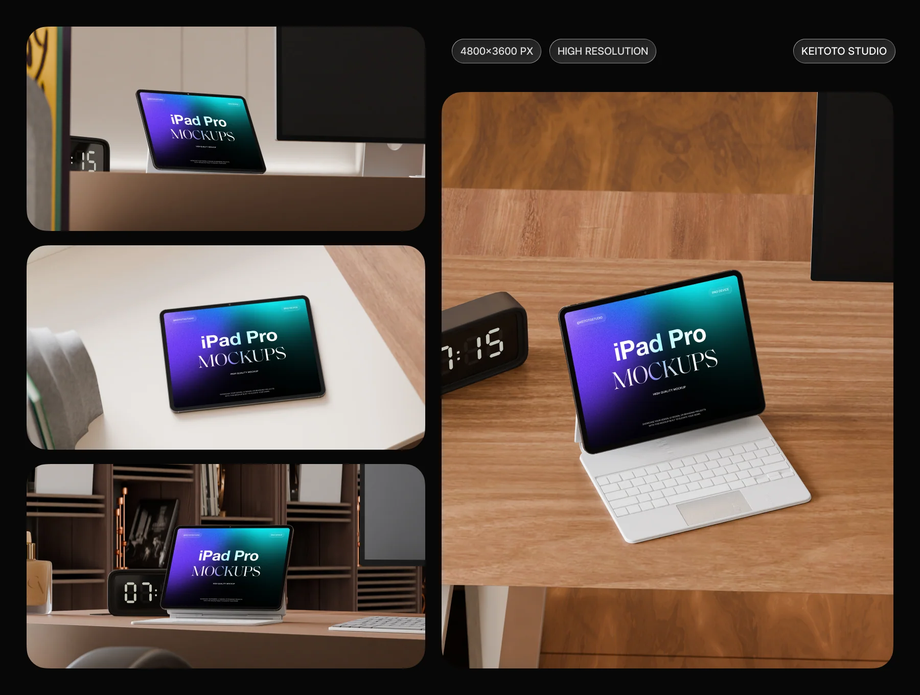Executive Walnut Desk iPad Pro Mockup Collection 2