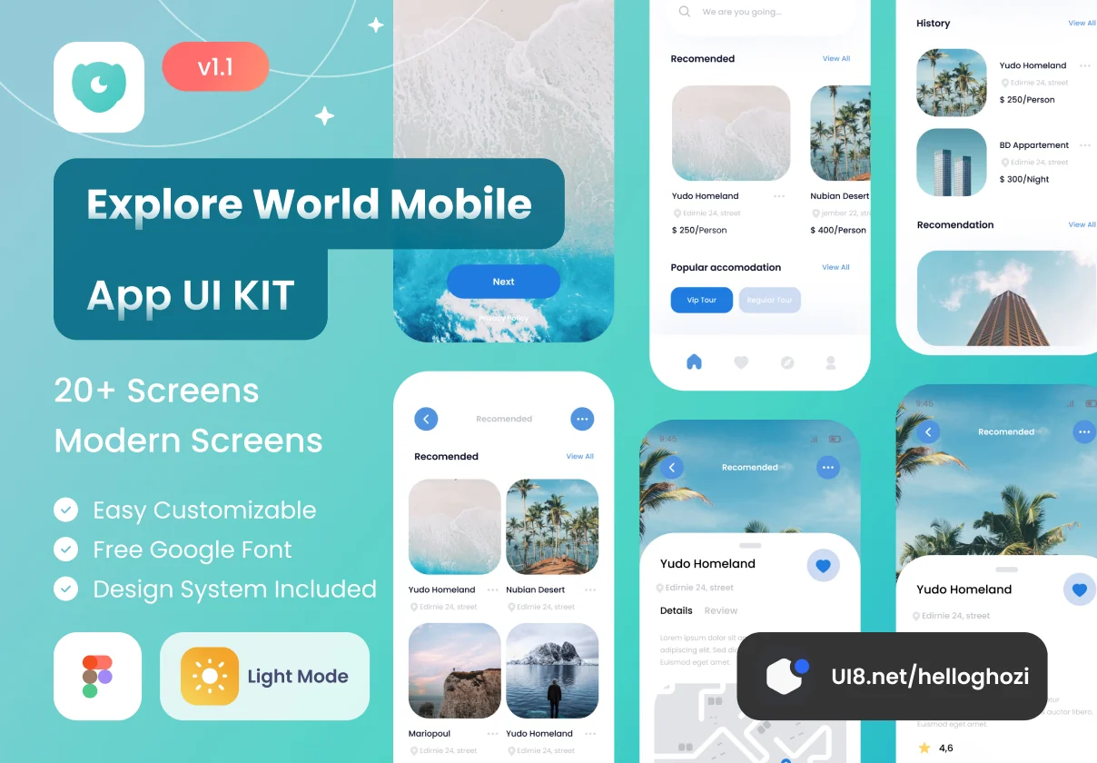Exilplore-Explore Mobile App Ui Kits Template