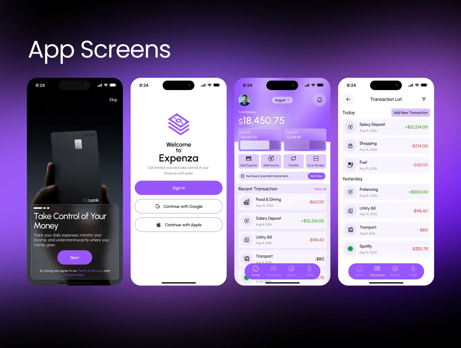 Expenza - Expense Tracker Mobile App Figma UI Kit 3