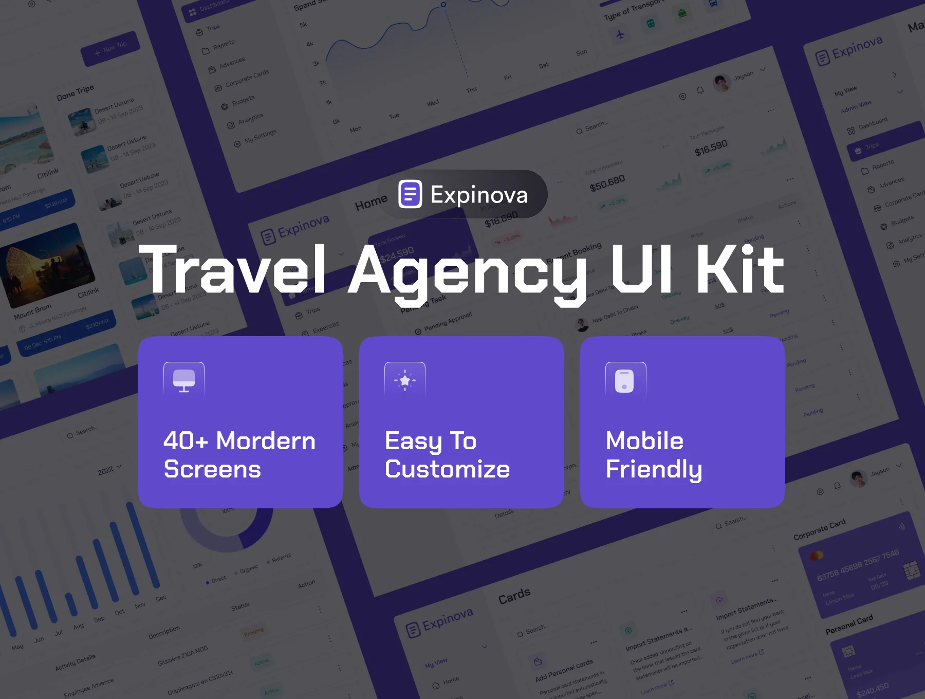 Expinova - Travel Agency Dashboard UI Kit 2