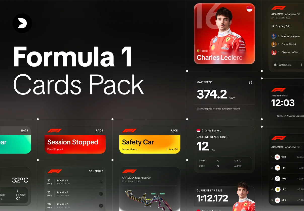 F1 Style Dashboard Cards Pack