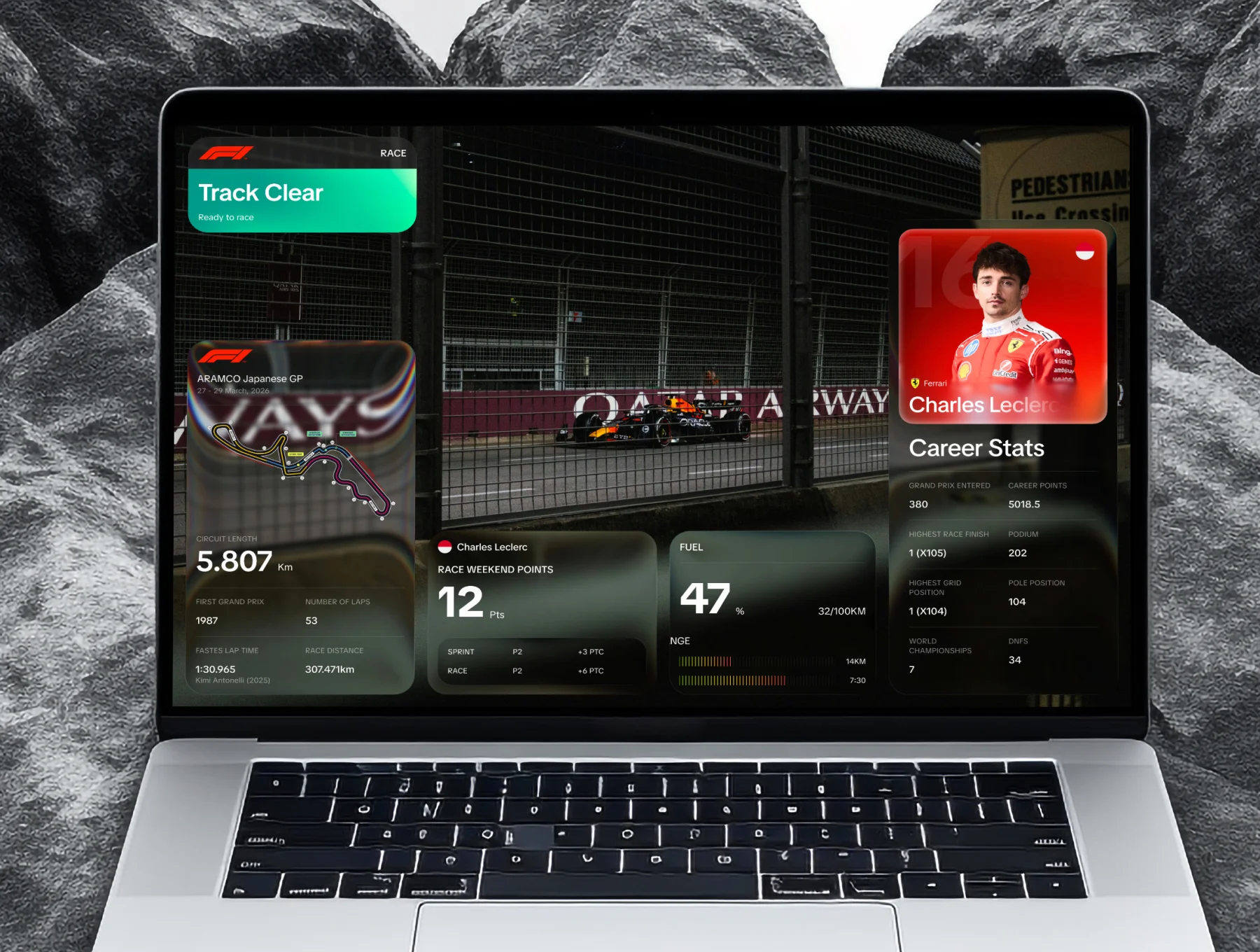 F1 Style Dashboard Cards Pack 7