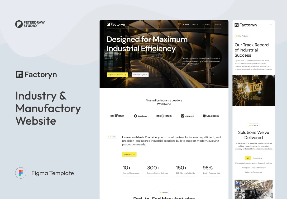 Factoryn - Industry & Manufactory Website UI Figma Template