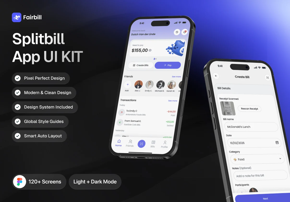 Fairbill - Splitbill App UI Kit