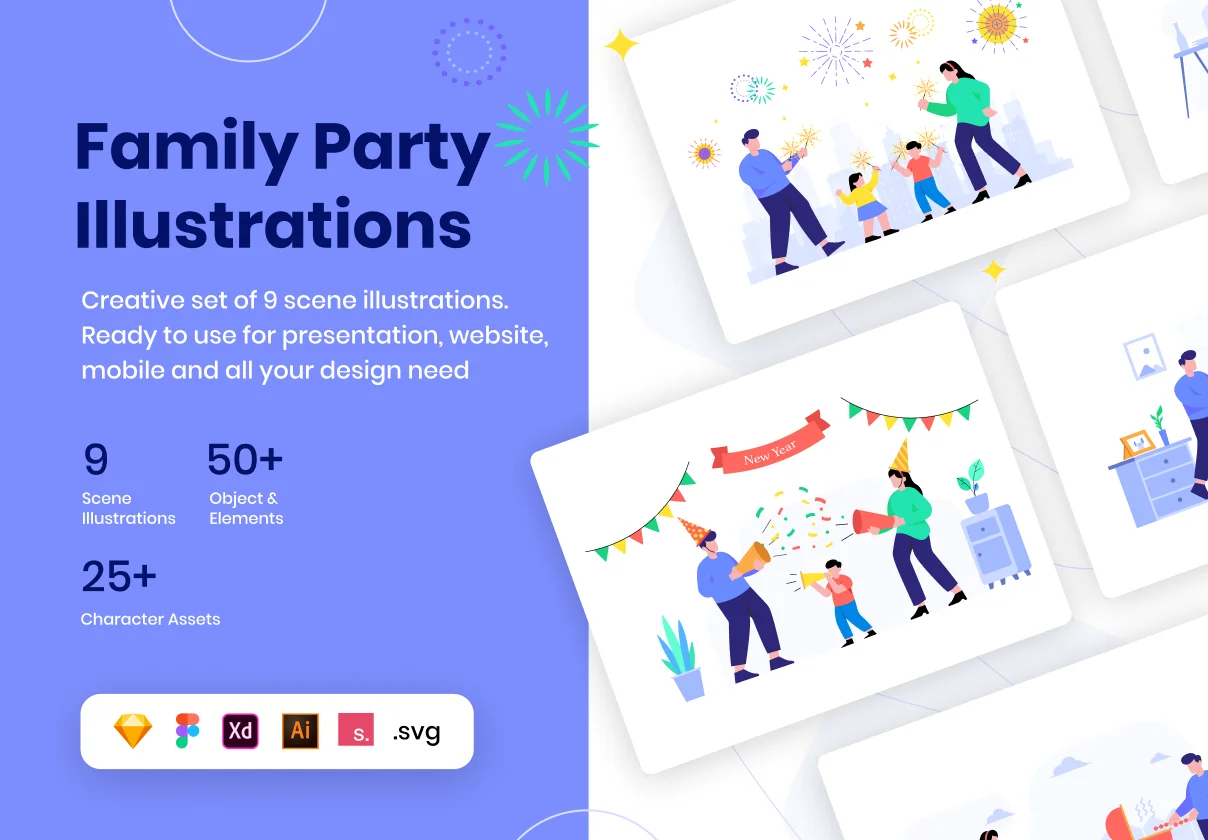 Family Party Illustrations KIT