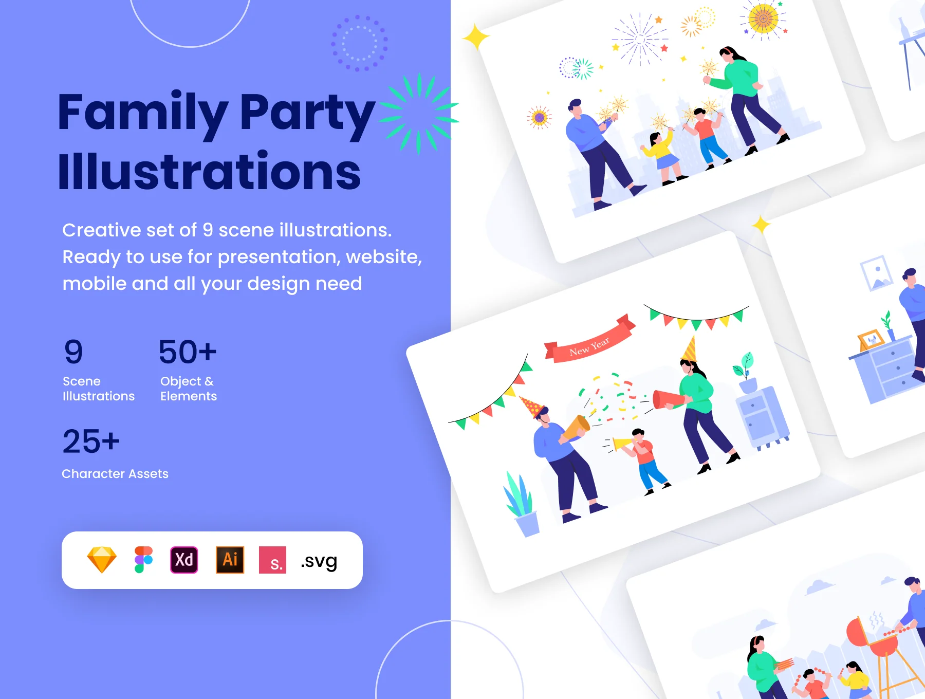 Family Party Illustrations KIT
