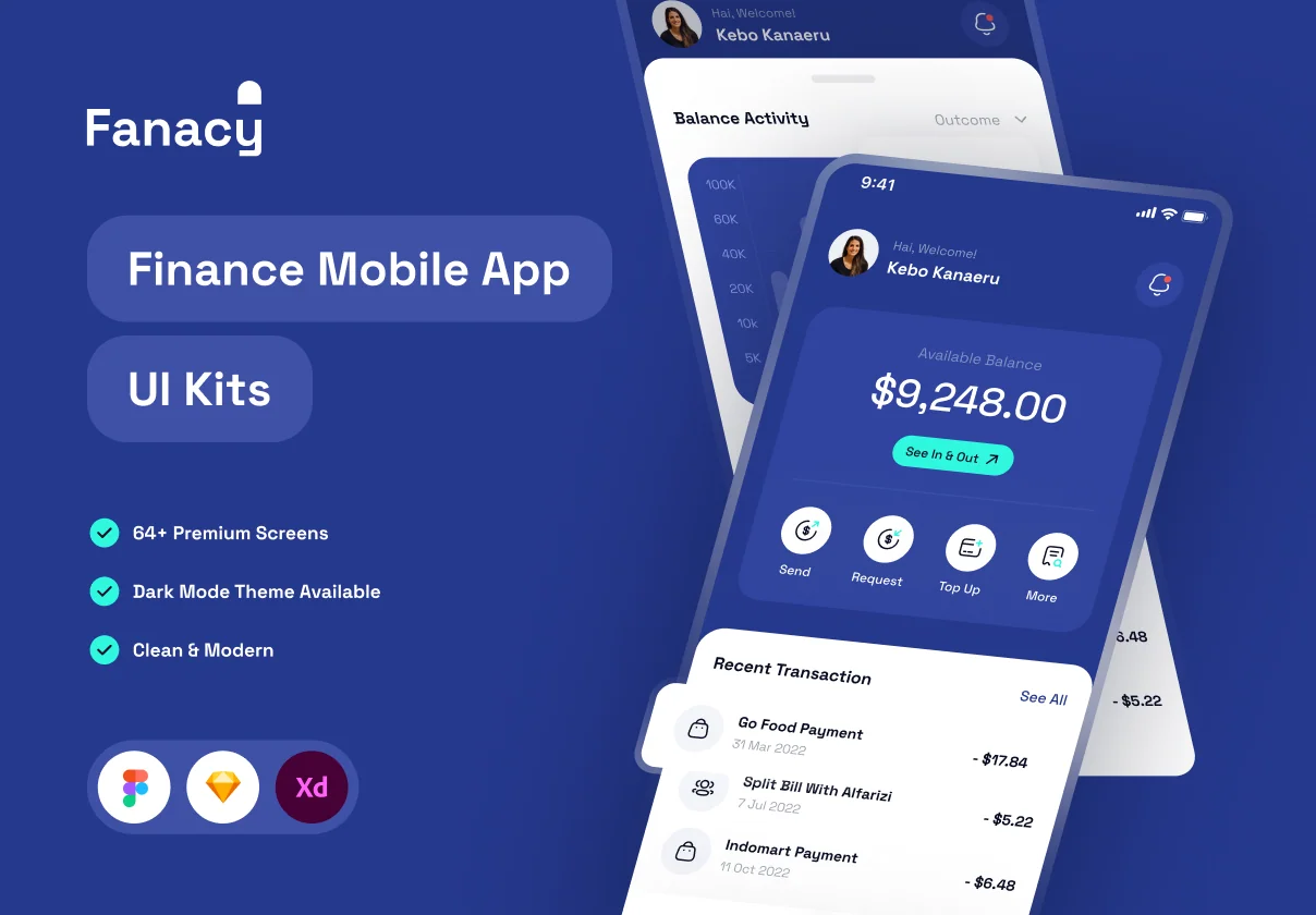 Fanacy - Finance Mobile App UI KIts