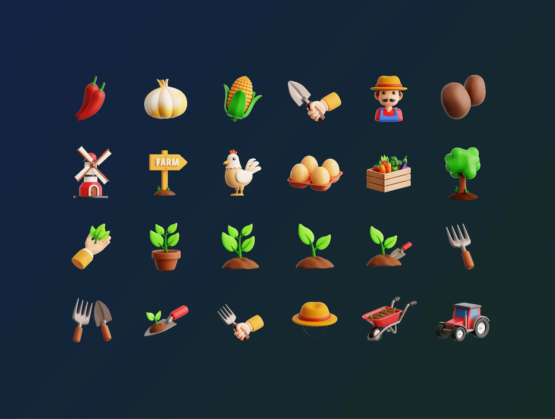Farm & Agriculture 3D Icon Pack 6