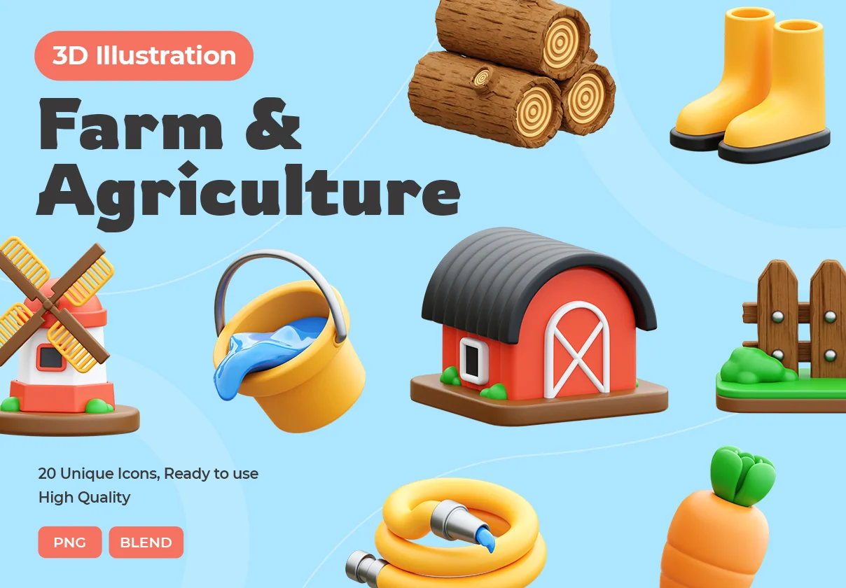 Farm & Agriculture 3D Icons