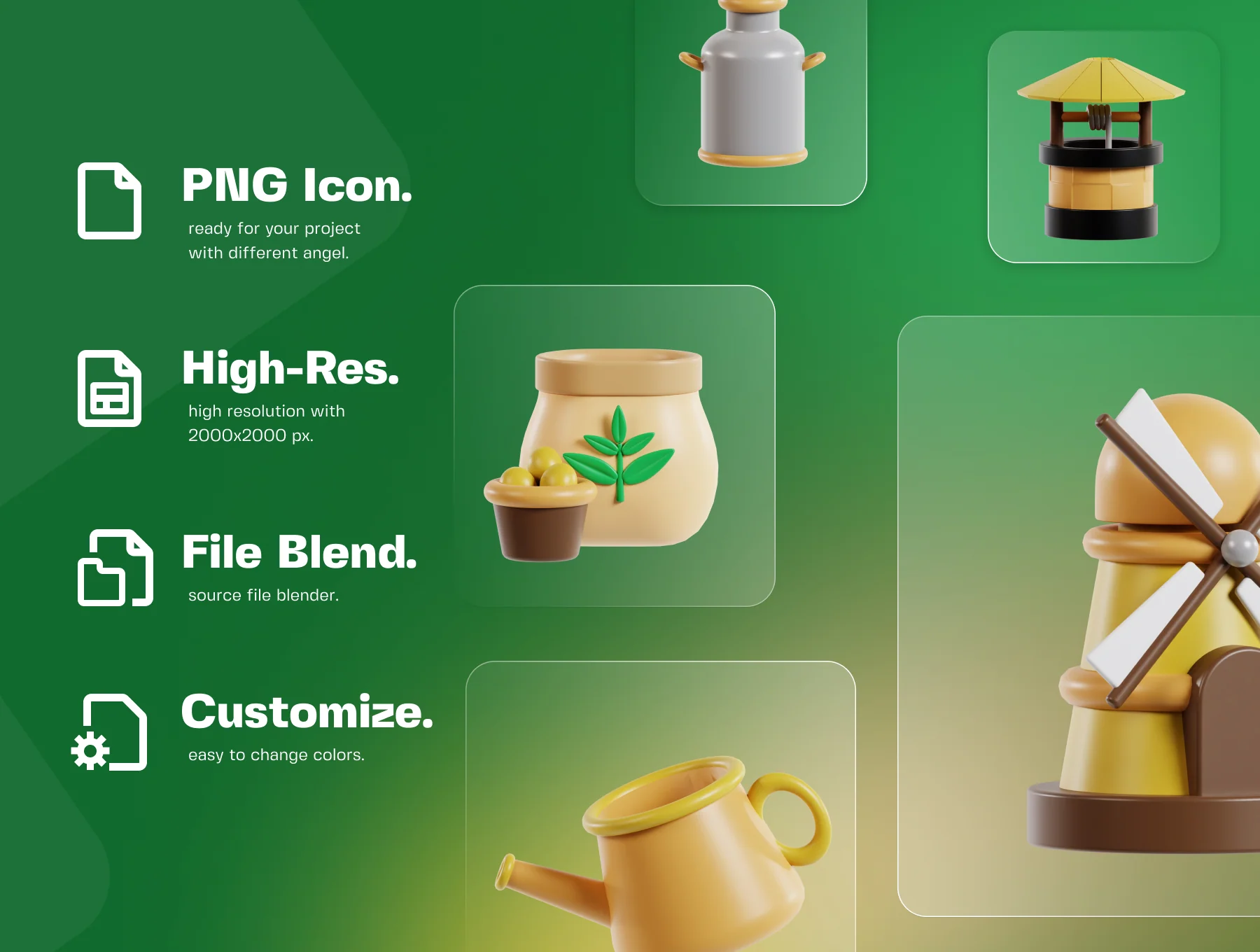 Farmer and Agriculture 3D Icon Pack 2
