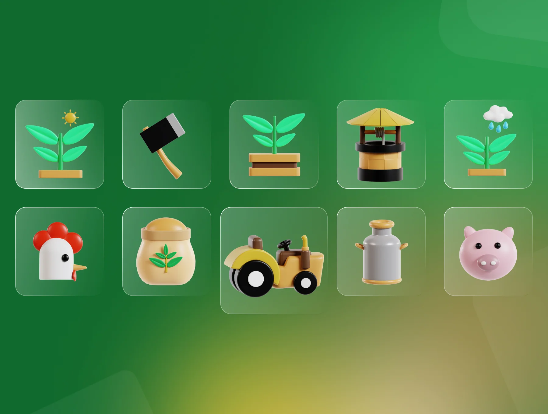 Farmer and Agriculture 3D Icon Pack 6