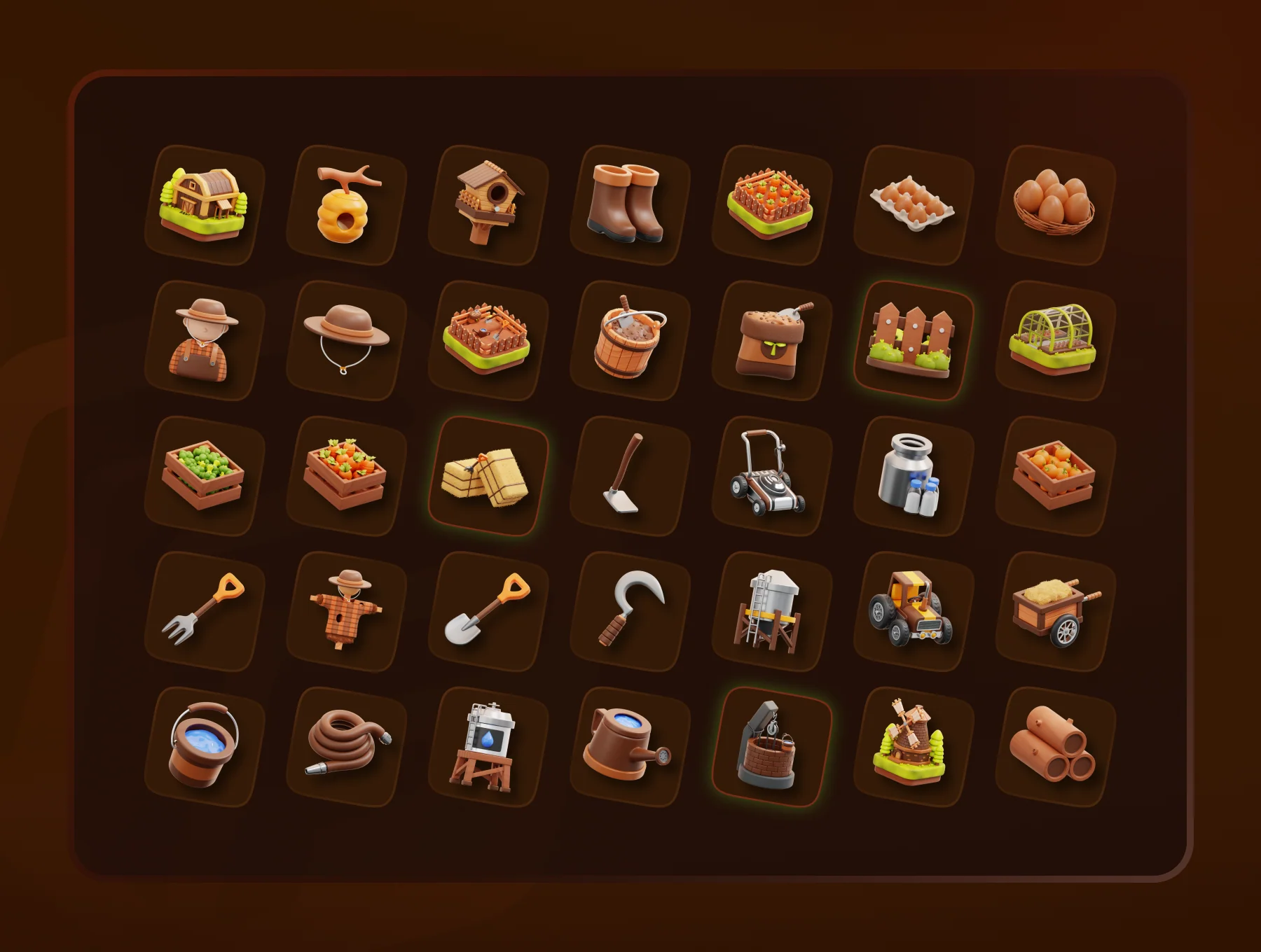 Farming and Agriculture 3D Icon Set 2