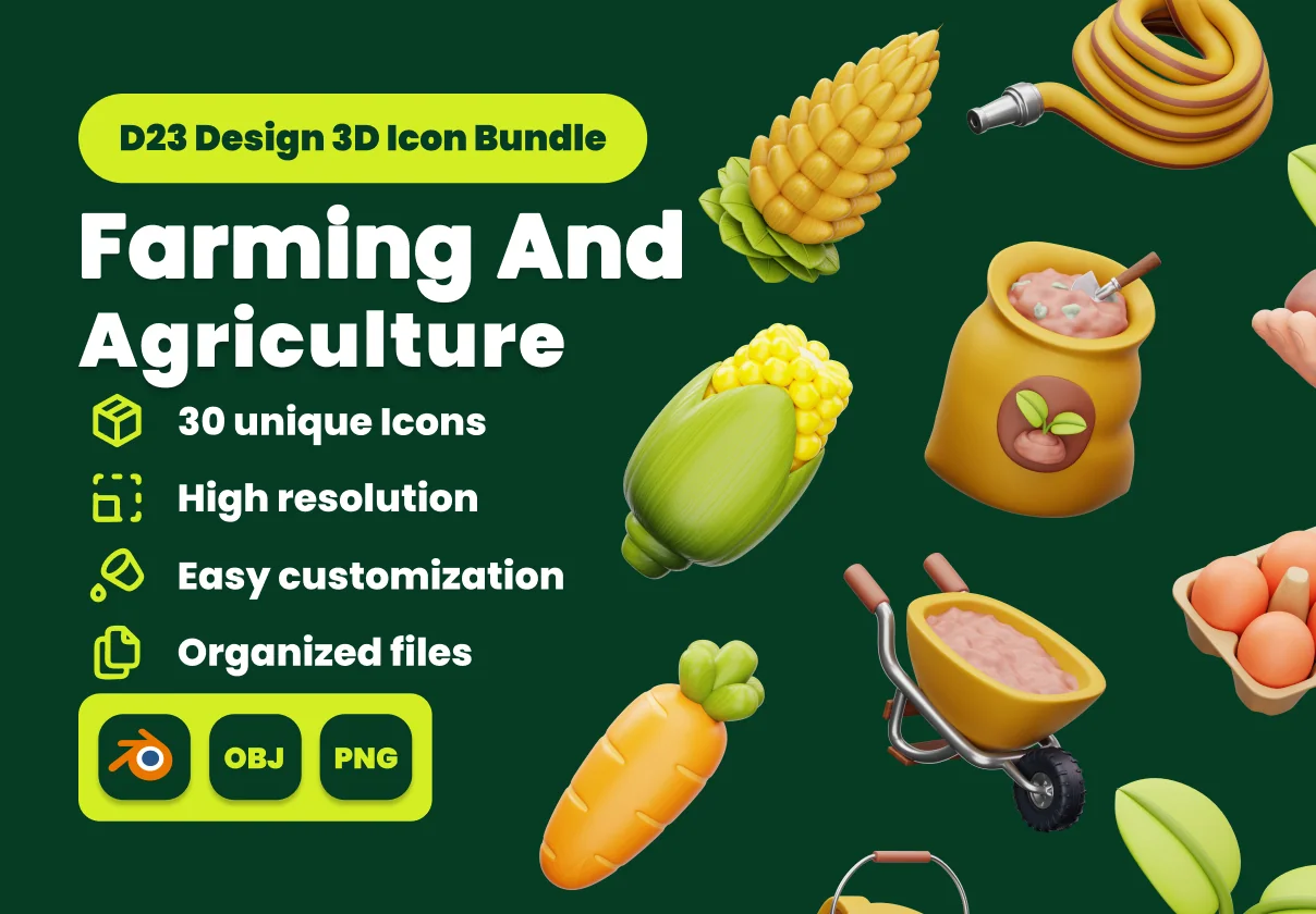 Farming And Agriculture 3D Illustration Pack