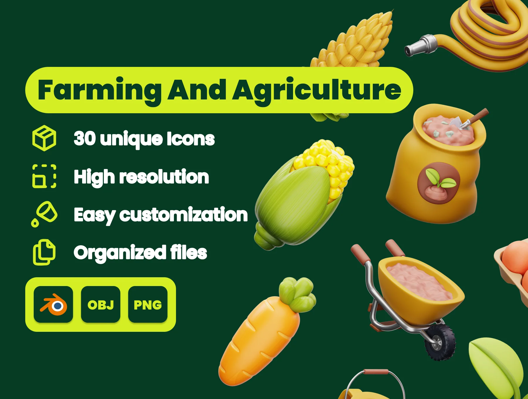 Farming And Agriculture 3D Illustration Pack 6