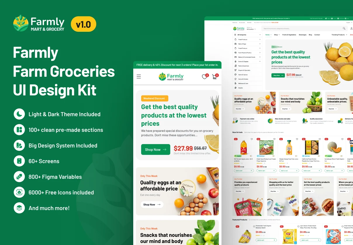 Farmly - Farm Groceries UI Design Kit