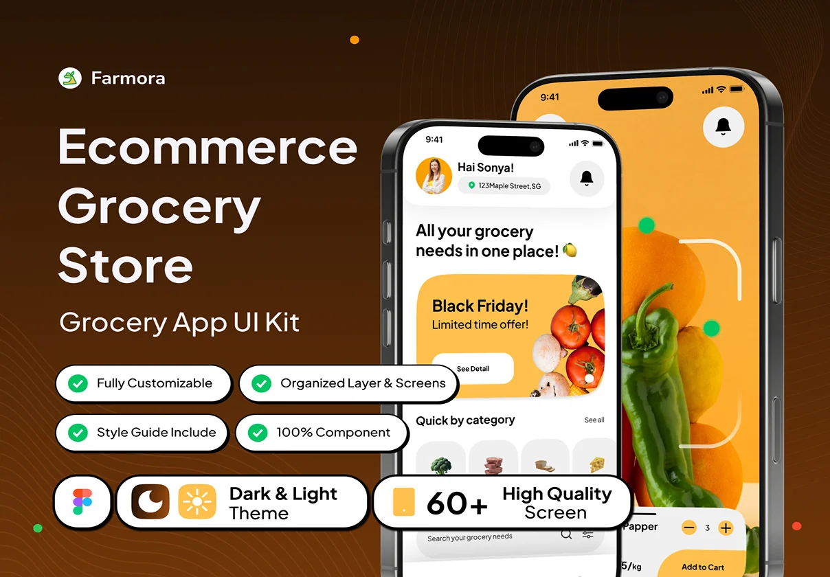Farmora - Mobile Grocery Store App UI Kit