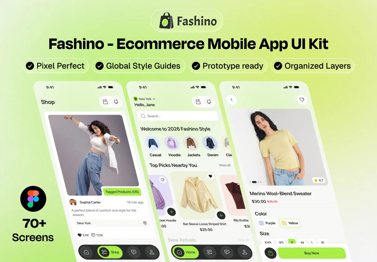 Fashino – Ecommerce Mobile App UI Kit