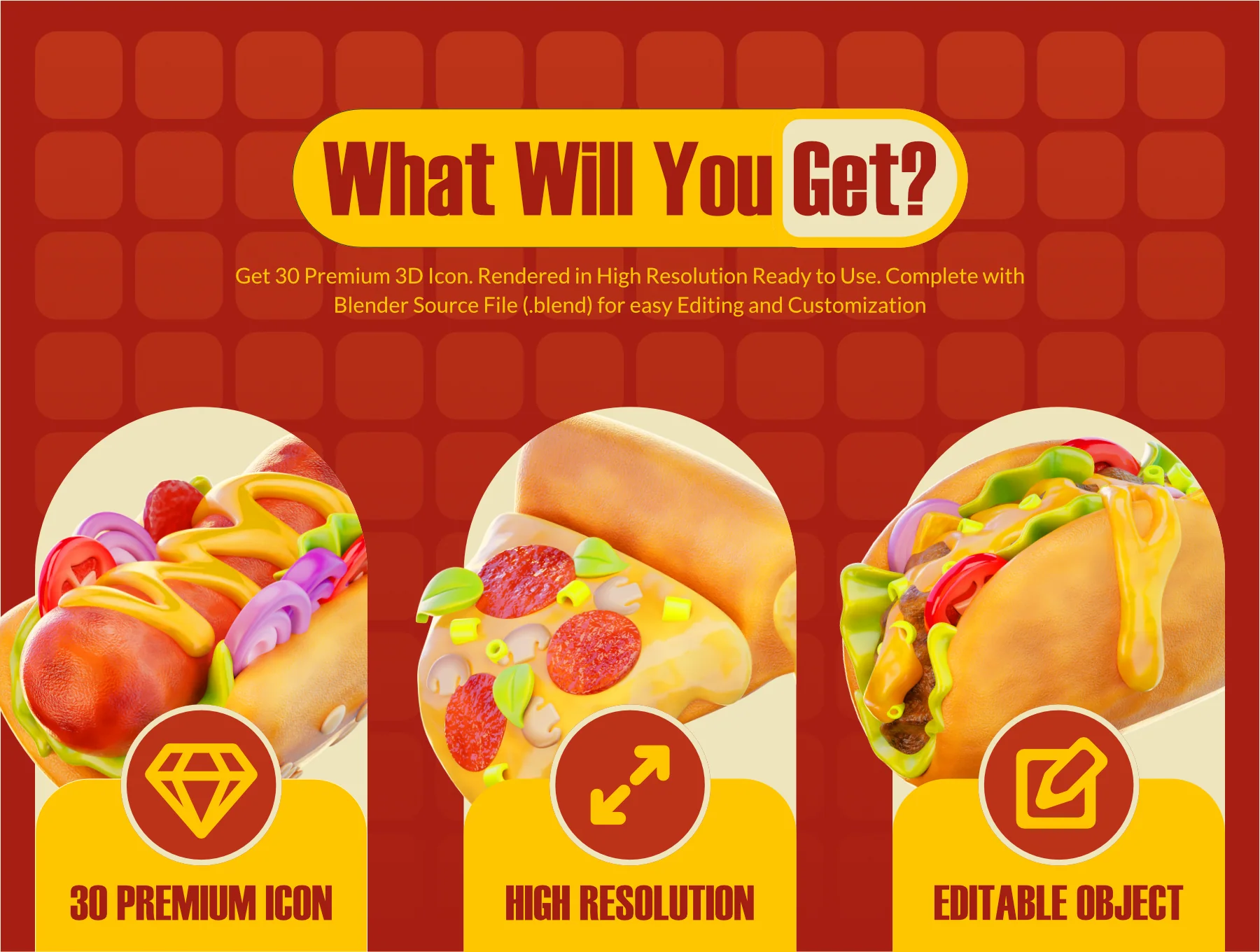 Fast Food 3D Icon Stylized 2