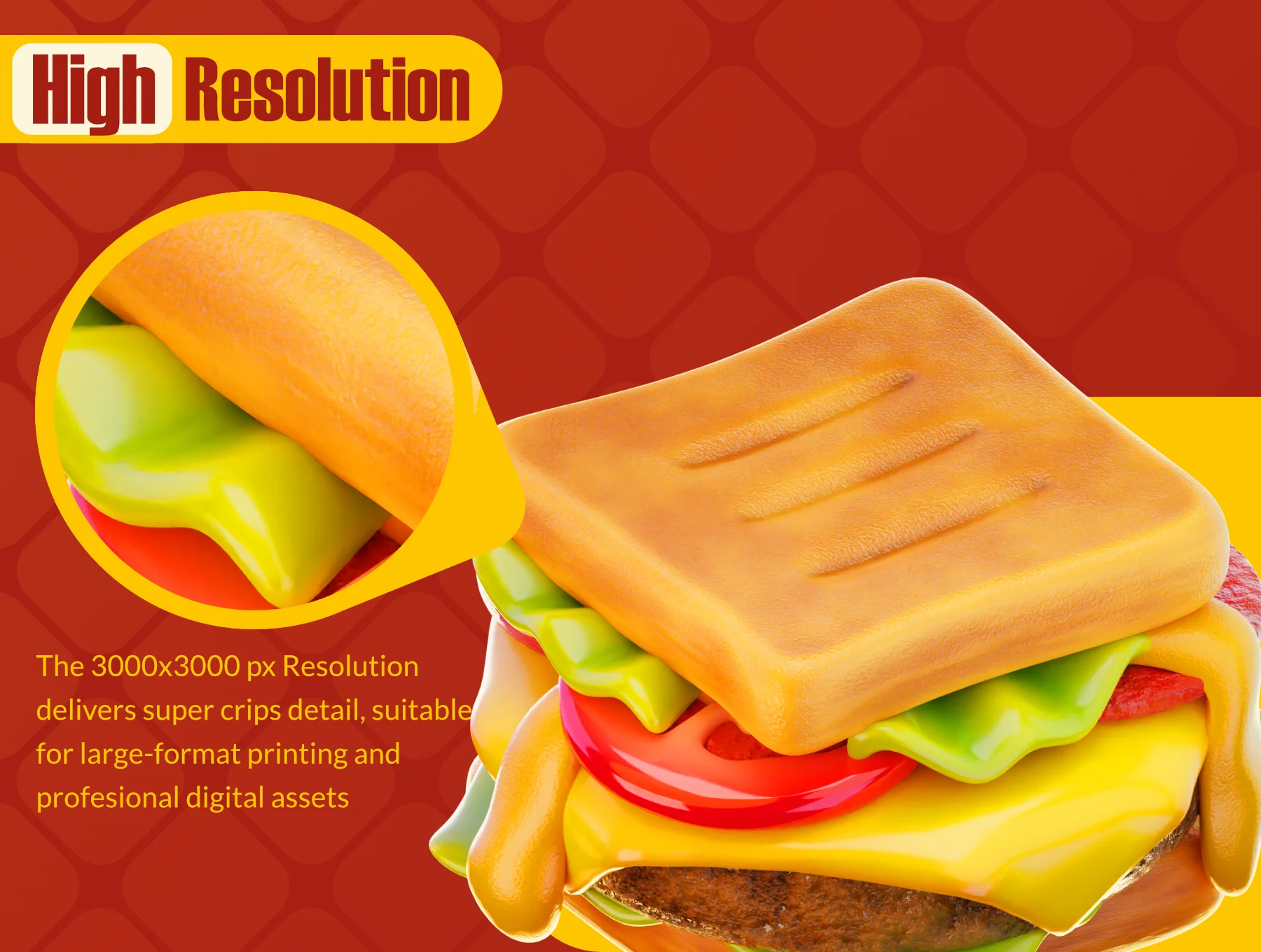 Fast Food 3D Icon Stylized 3