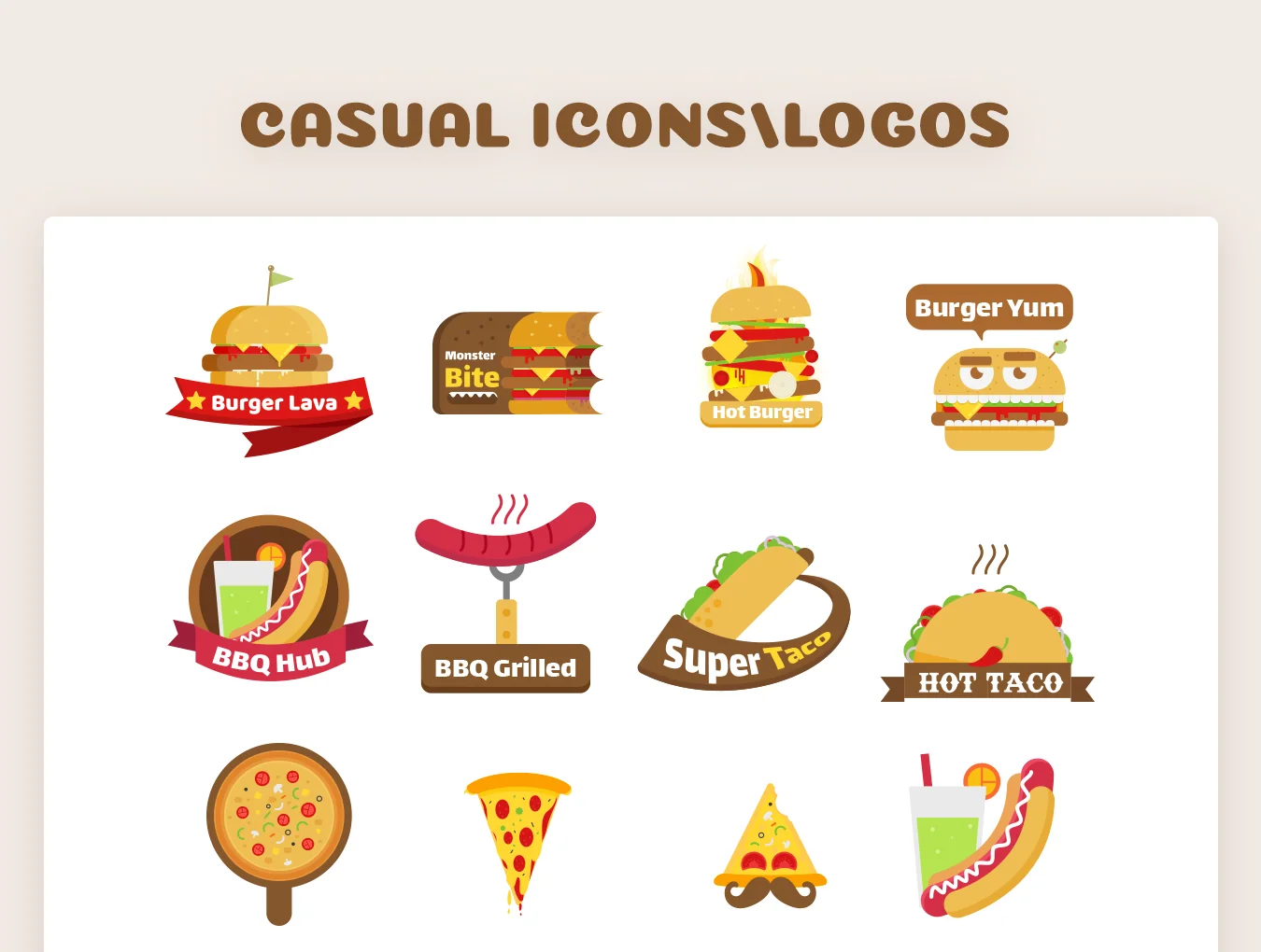 72 Fast Food Icons & Logos 2
