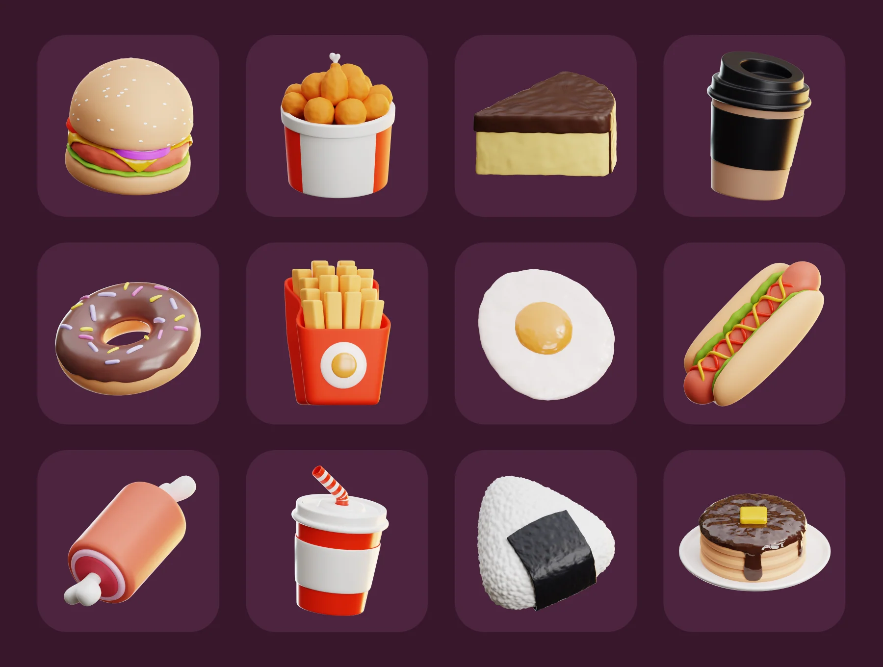 Fast Food & Junk Food 3D 3D Illustration Pack 5